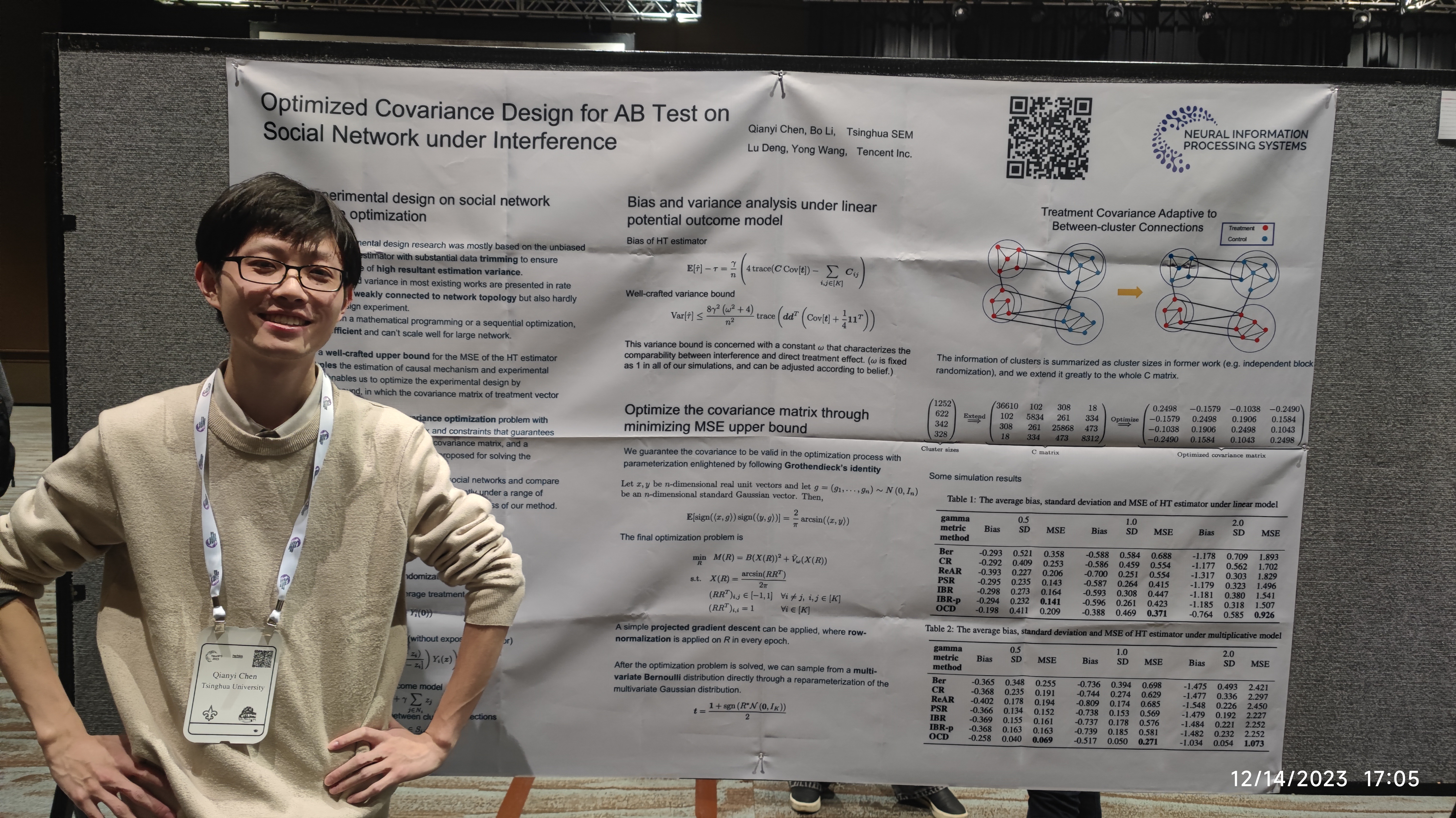 Qianyi Chen presenting his research poster at NeurIPS 2023 in New Orleans
